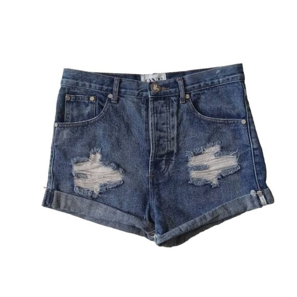 One Teaspoon Free People Outlaws Distressed Denim Shorts Women's Waist Size 25 - Picture 1 of 13